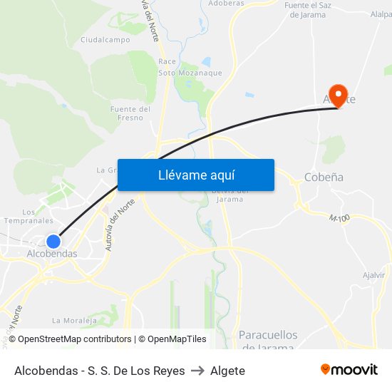 Alcobendas - S. S. De Los Reyes to Algete map