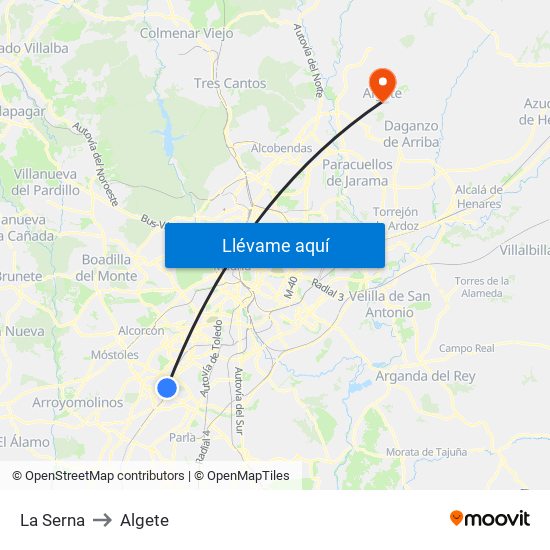 La Serna to Algete map