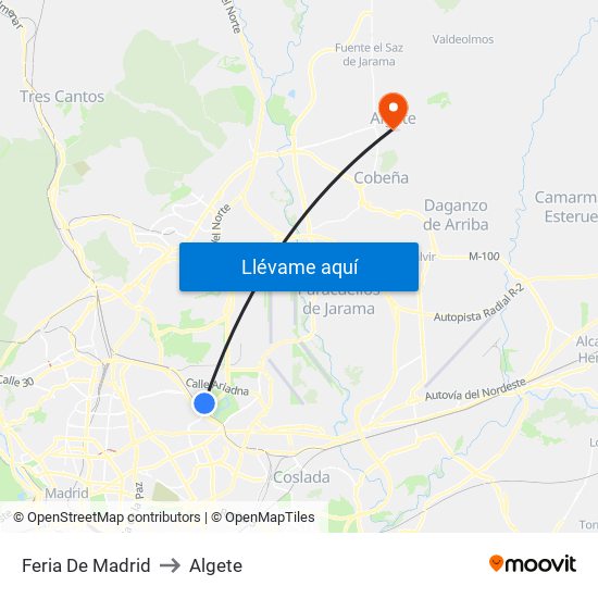 Feria De Madrid to Algete map