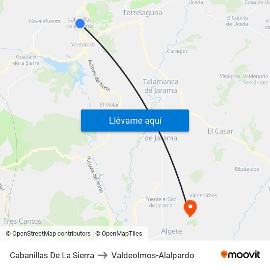Cabanillas De La Sierra to Valdeolmos-Alalpardo map