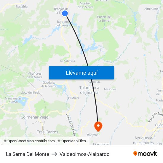 La Serna Del Monte to Valdeolmos-Alalpardo map
