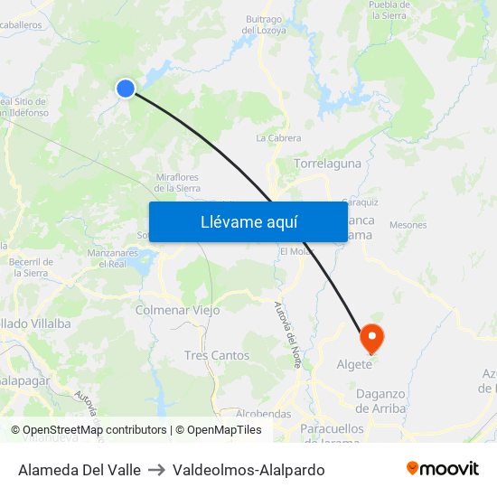 Alameda Del Valle to Valdeolmos-Alalpardo map