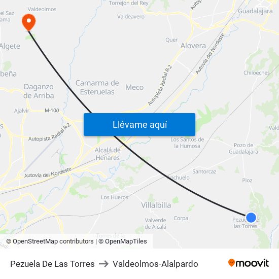 Pezuela De Las Torres to Valdeolmos-Alalpardo map