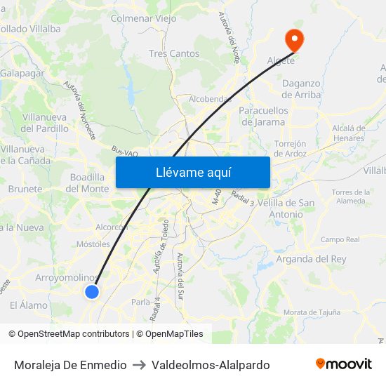 Moraleja De Enmedio to Valdeolmos-Alalpardo map