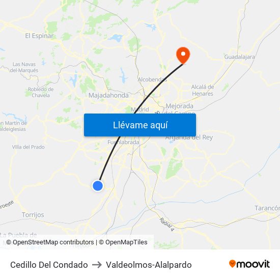 Cedillo Del Condado to Valdeolmos-Alalpardo map