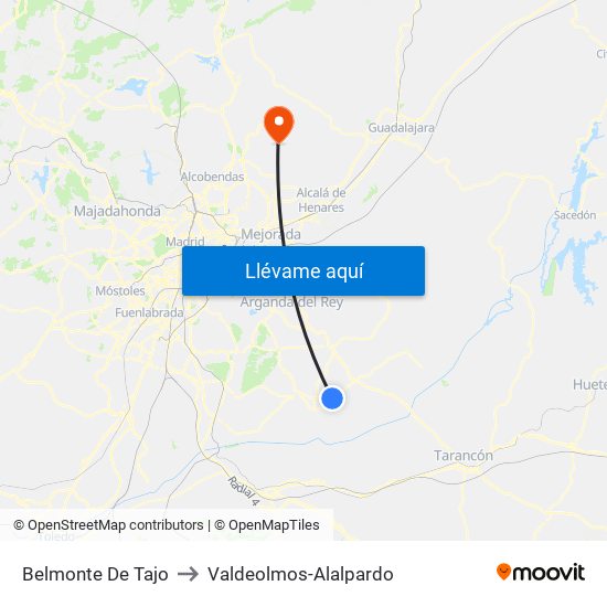 Belmonte De Tajo to Valdeolmos-Alalpardo map