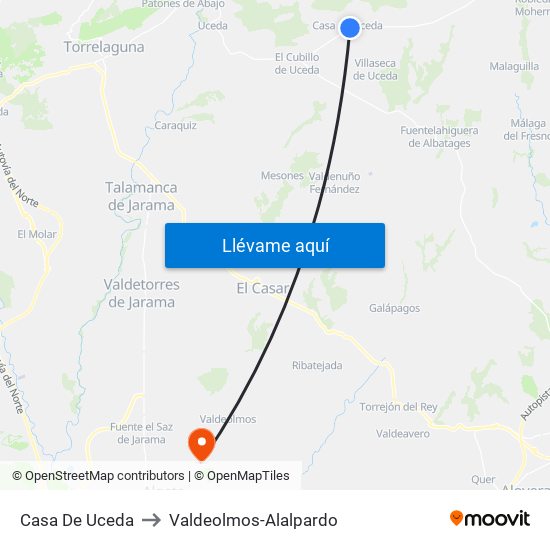 Casa De Uceda to Valdeolmos-Alalpardo map
