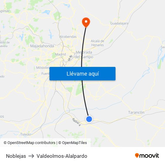 Noblejas to Valdeolmos-Alalpardo map