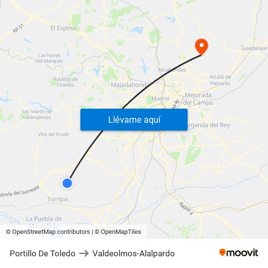 Portillo De Toledo to Valdeolmos-Alalpardo map