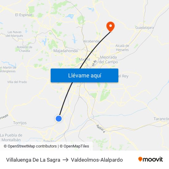 Villaluenga De La Sagra to Valdeolmos-Alalpardo map