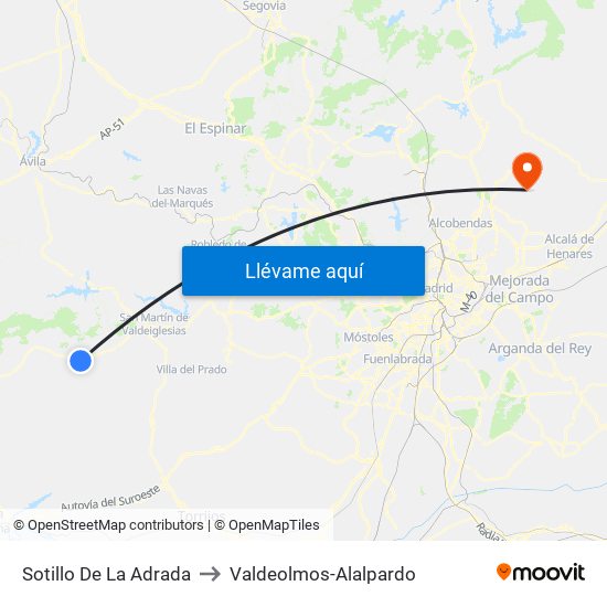 Sotillo De La Adrada to Valdeolmos-Alalpardo map