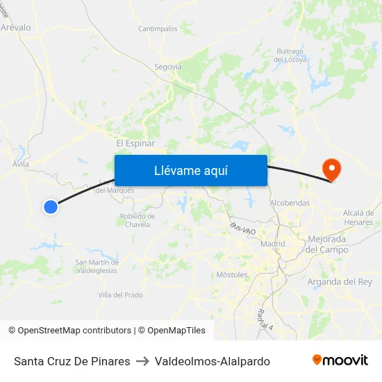 Santa Cruz De Pinares to Valdeolmos-Alalpardo map