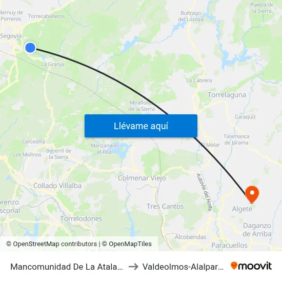 Mancomunidad De La Atalaya to Valdeolmos-Alalpardo map