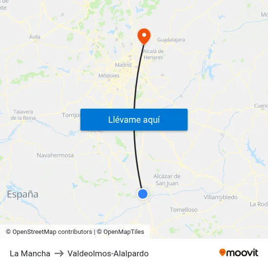 La Mancha to Valdeolmos-Alalpardo map