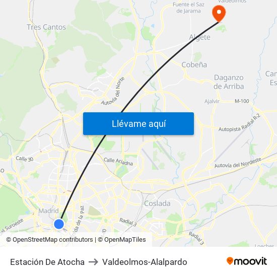 Estación De Atocha to Valdeolmos-Alalpardo map