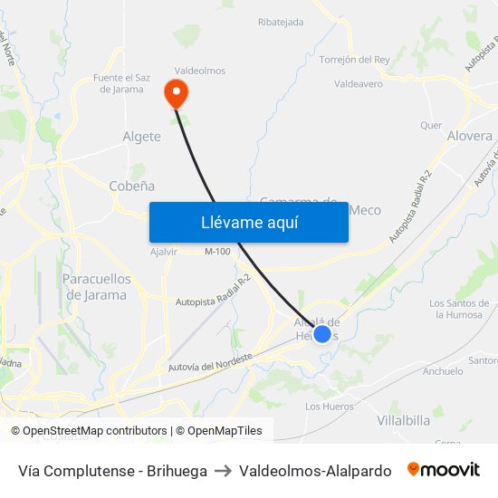 Vía Complutense - Brihuega to Valdeolmos-Alalpardo map