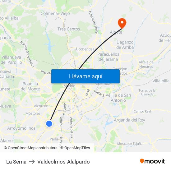 La Serna to Valdeolmos-Alalpardo map