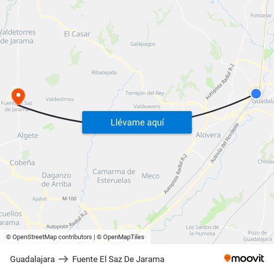 Guadalajara to Fuente El Saz De Jarama map