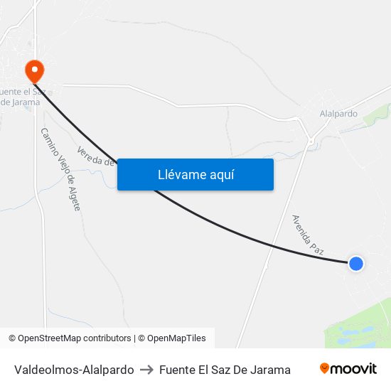 Valdeolmos-Alalpardo to Fuente El Saz De Jarama map