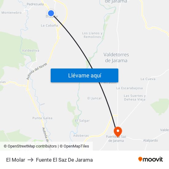 El Molar to Fuente El Saz De Jarama map