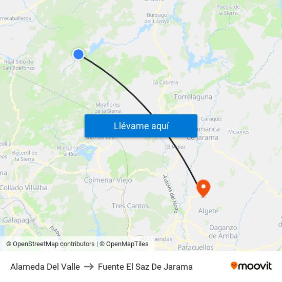 Alameda Del Valle to Fuente El Saz De Jarama map