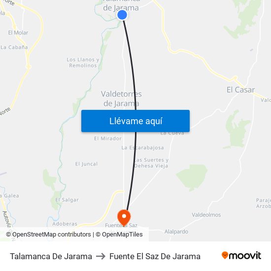 Talamanca De Jarama to Fuente El Saz De Jarama map