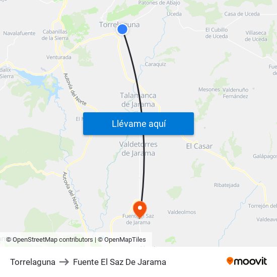Torrelaguna to Fuente El Saz De Jarama map