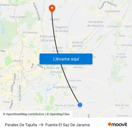 Perales De Tajuña to Fuente El Saz De Jarama map
