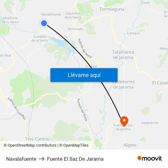 Navalafuente to Fuente El Saz De Jarama map
