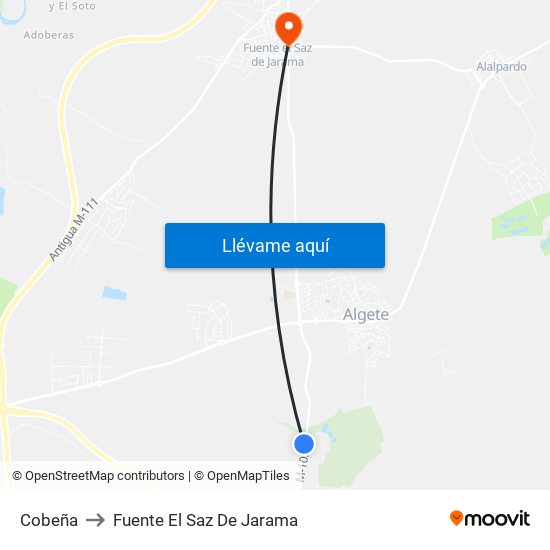 Cobeña to Fuente El Saz De Jarama map