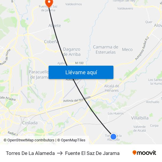 Torres De La Alameda to Fuente El Saz De Jarama map