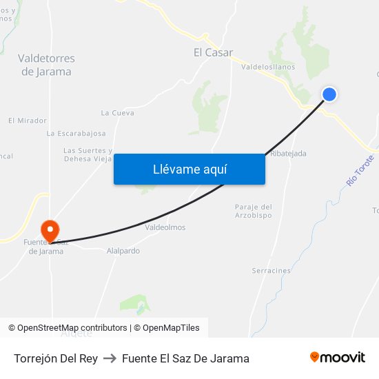 Torrejón Del Rey to Fuente El Saz De Jarama map