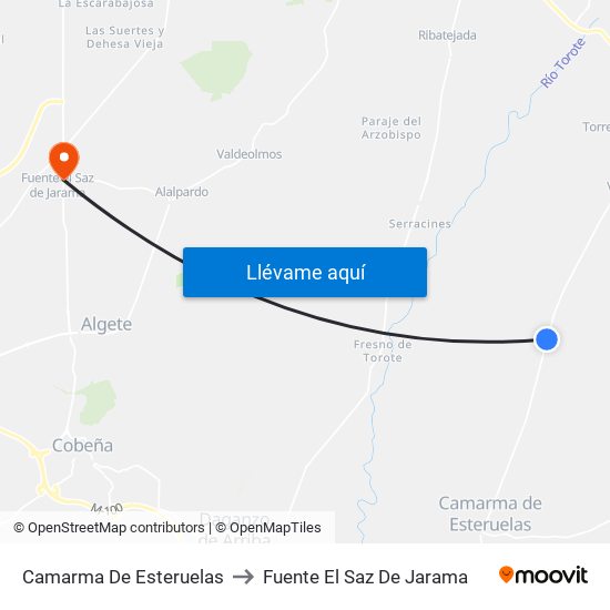 Camarma De Esteruelas to Fuente El Saz De Jarama map