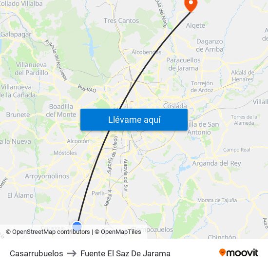 Casarrubuelos to Fuente El Saz De Jarama map