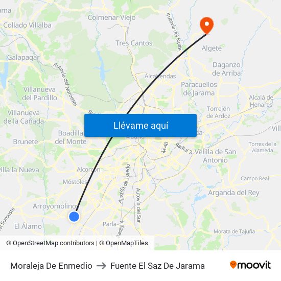 Moraleja De Enmedio to Fuente El Saz De Jarama map