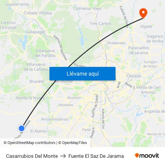 Casarrubios Del Monte to Fuente El Saz De Jarama map