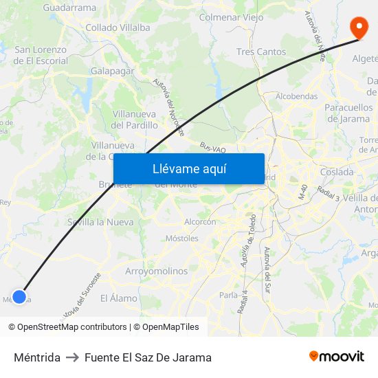 Méntrida to Fuente El Saz De Jarama map