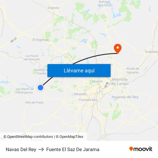 Navas Del Rey to Fuente El Saz De Jarama map