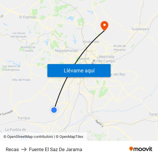 Recas to Fuente El Saz De Jarama map
