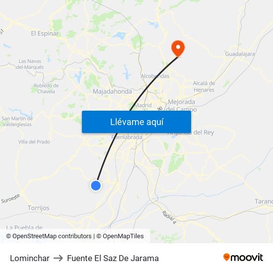 Lominchar to Fuente El Saz De Jarama map