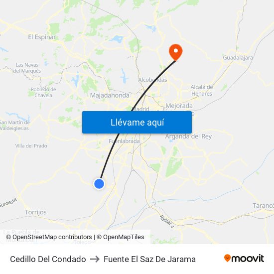 Cedillo Del Condado to Fuente El Saz De Jarama map