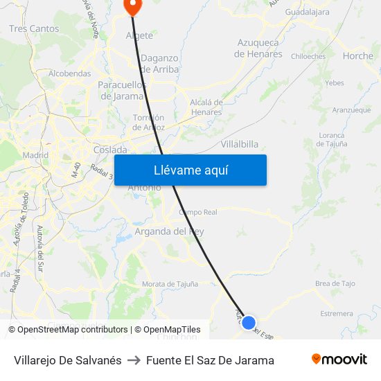 Villarejo De Salvanés to Fuente El Saz De Jarama map