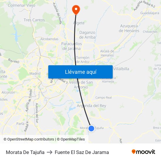 Morata De Tajuña to Fuente El Saz De Jarama map