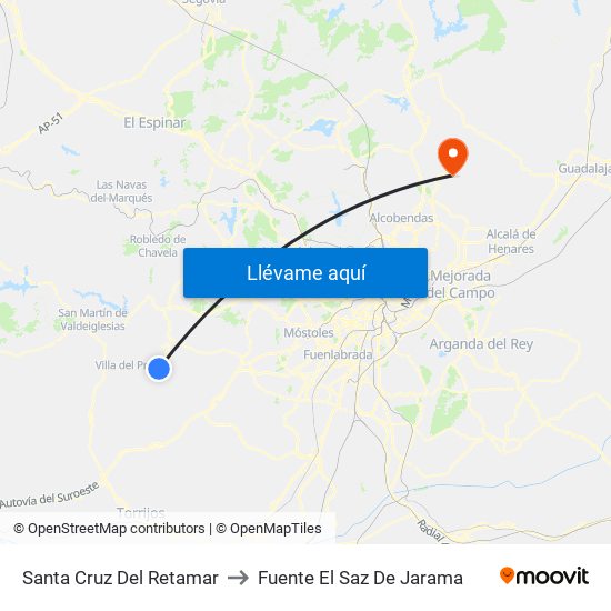 Santa Cruz Del Retamar to Fuente El Saz De Jarama map