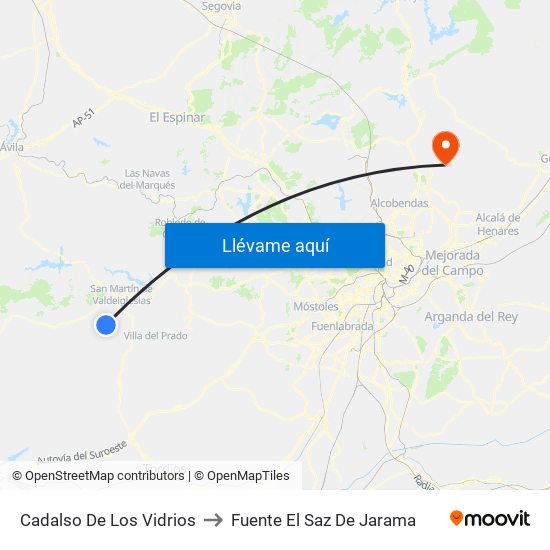 Cadalso De Los Vidrios to Fuente El Saz De Jarama map