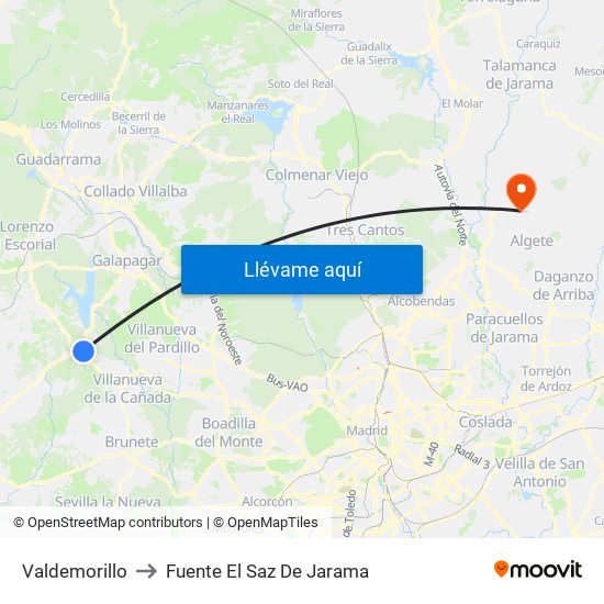 Valdemorillo to Fuente El Saz De Jarama map