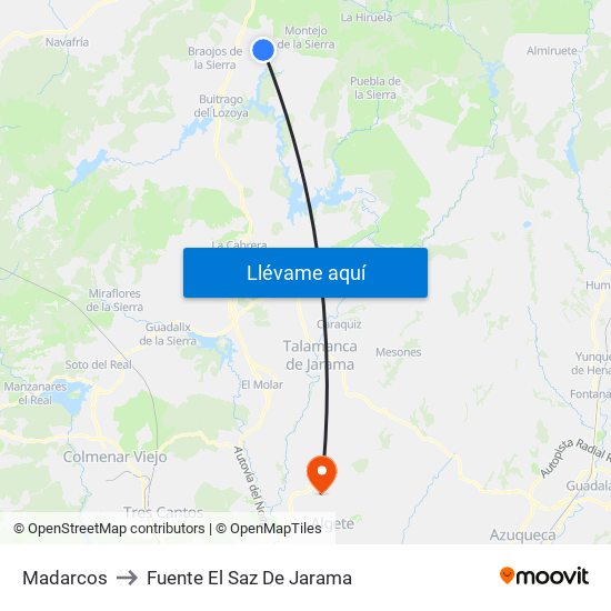 Madarcos to Fuente El Saz De Jarama map