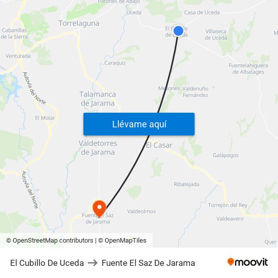 El Cubillo De Uceda to Fuente El Saz De Jarama map