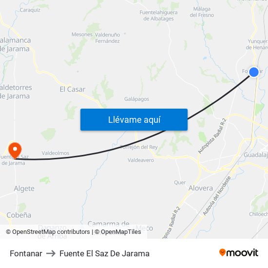 Fontanar to Fuente El Saz De Jarama map