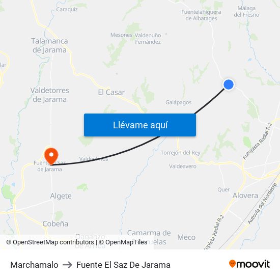 Marchamalo to Fuente El Saz De Jarama map